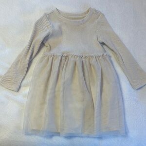 Cat & Jack Cream Long Sleeve Kids Dress